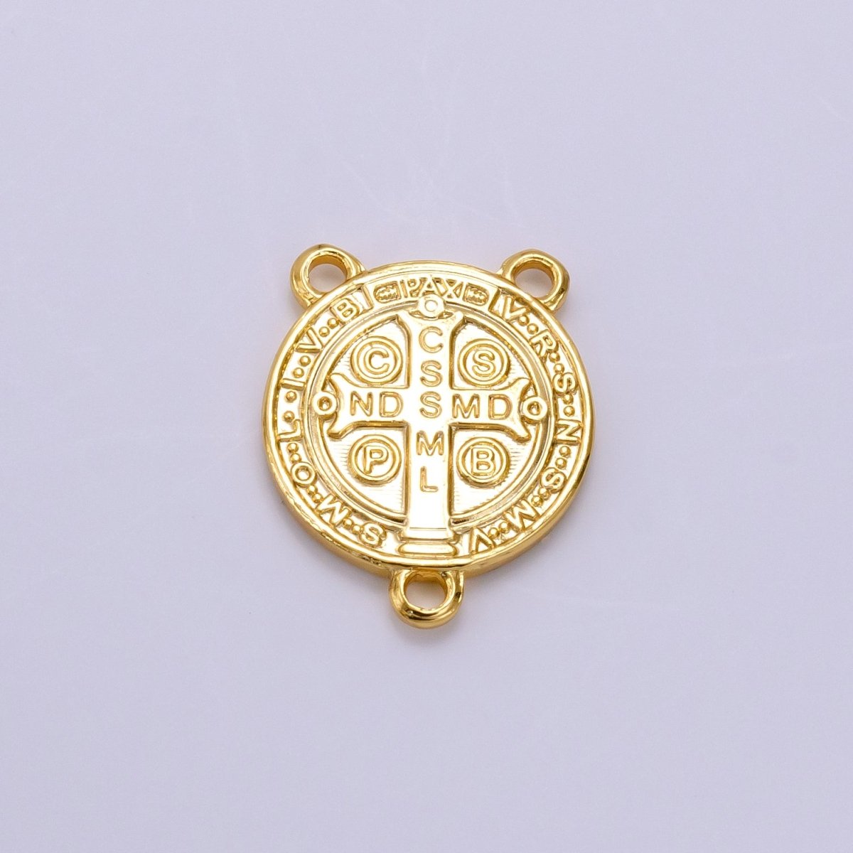 14K Gold Filled 11mm, 14mm Saint Benedict Round Triple Loop Connector | G843 - DLUXCA
