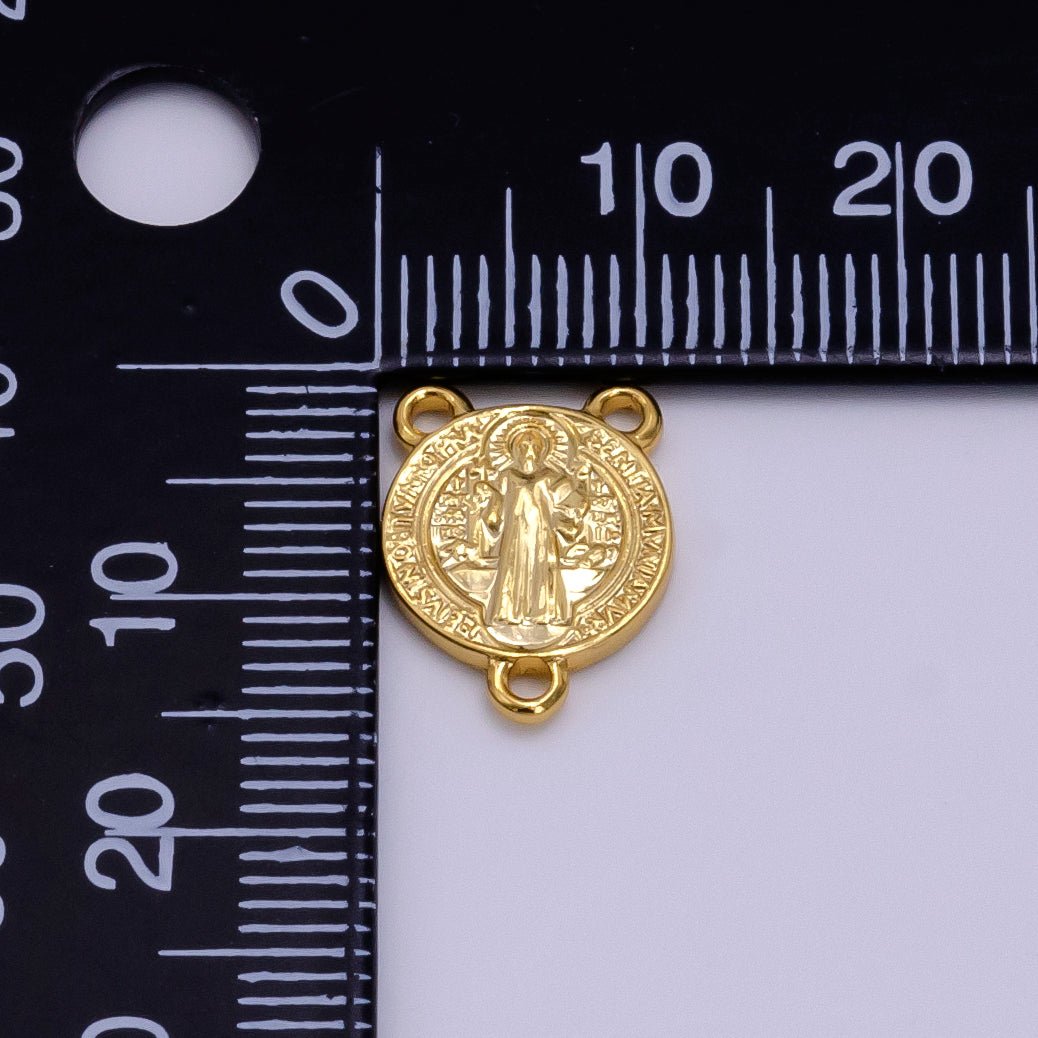 14K Gold Filled 11mm, 14mm Saint Benedict Round Triple Loop Connector | G843 - DLUXCA