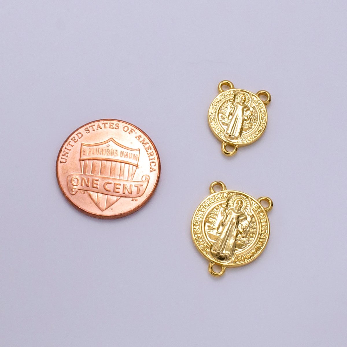 14K Gold Filled 11mm, 14mm Saint Benedict Round Triple Loop Connector | G843 - DLUXCA