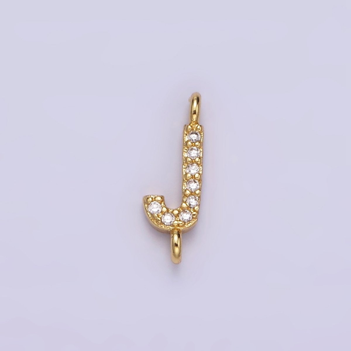 14K Gold Filled 11mm A-Z Initial Letter Alphabet Micro Paved CZ Personalized Sideways Connector | A1002~A1014 - DLUXCA