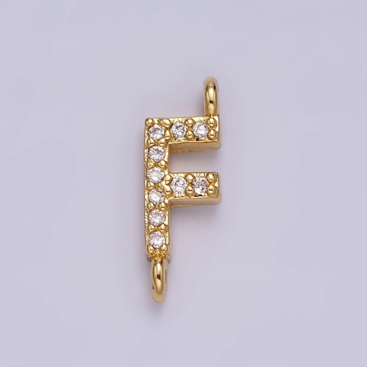 14K Gold Filled 11mm A-Z Initial Letter Alphabet Micro Paved CZ Personalized Sideways Connector | A1002~A1014 - DLUXCA
