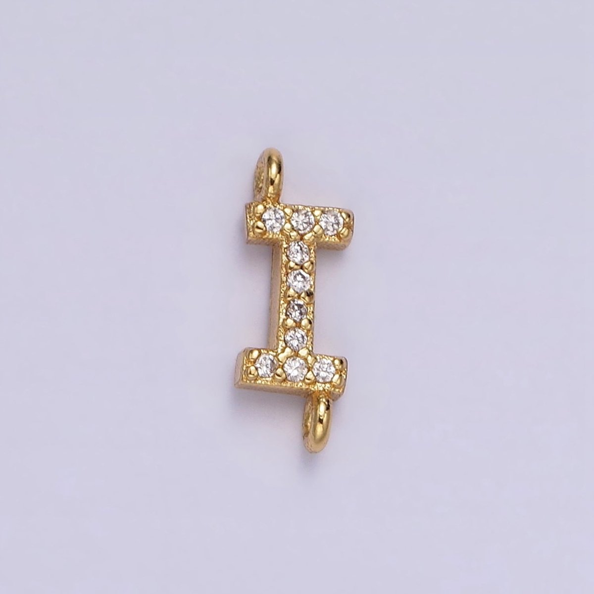 14K Gold Filled 11mm A-Z Initial Letter Alphabet Micro Paved CZ Personalized Sideways Connector | A1002~A1014 - DLUXCA