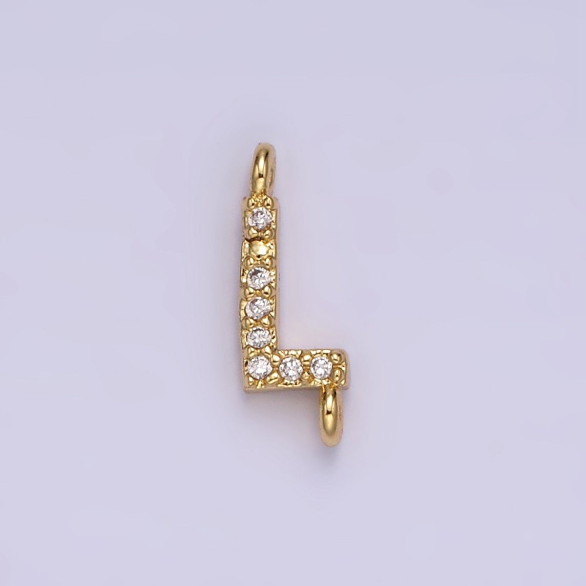 14K Gold Filled 11mm A-Z Initial Letter Alphabet Micro Paved CZ Personalized Sideways Connector | A1002~A1014 - DLUXCA