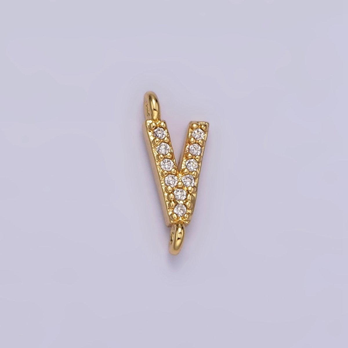 14K Gold Filled 11mm A-Z Initial Letter Alphabet Micro Paved CZ Personalized Sideways Connector | A1002~A1014 - DLUXCA