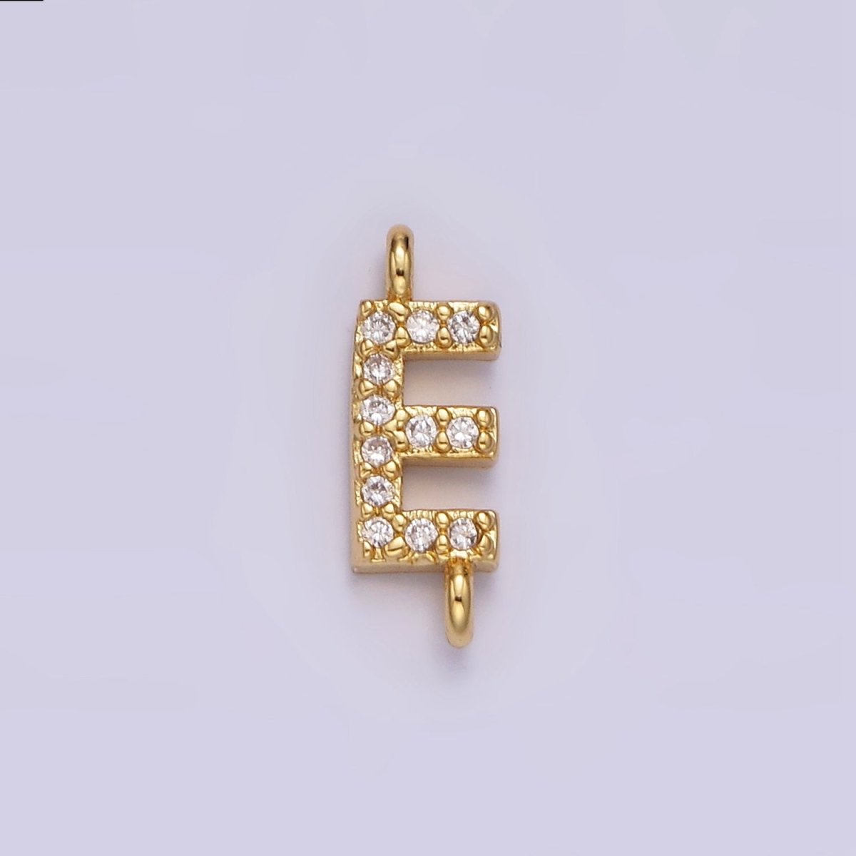 14K Gold Filled 11mm A-Z Initial Letter Alphabet Micro Paved CZ Personalized Sideways Connector | A1002~A1014 - DLUXCA