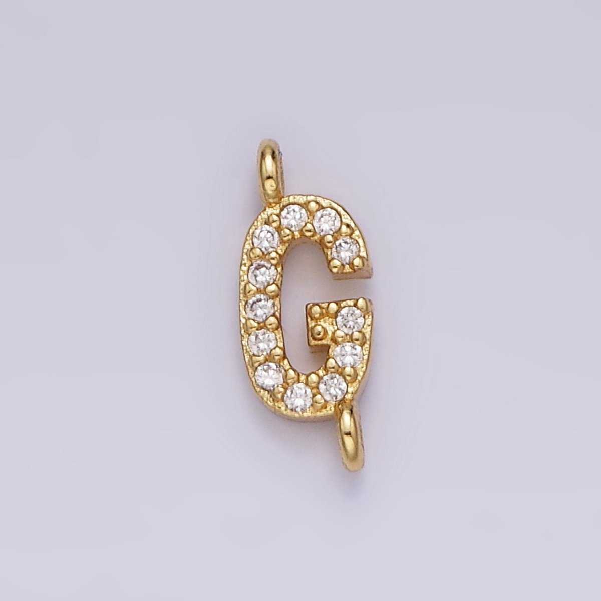 14K Gold Filled 11mm A-Z Initial Letter Alphabet Micro Paved CZ Personalized Sideways Connector | A1002~A1014 - DLUXCA