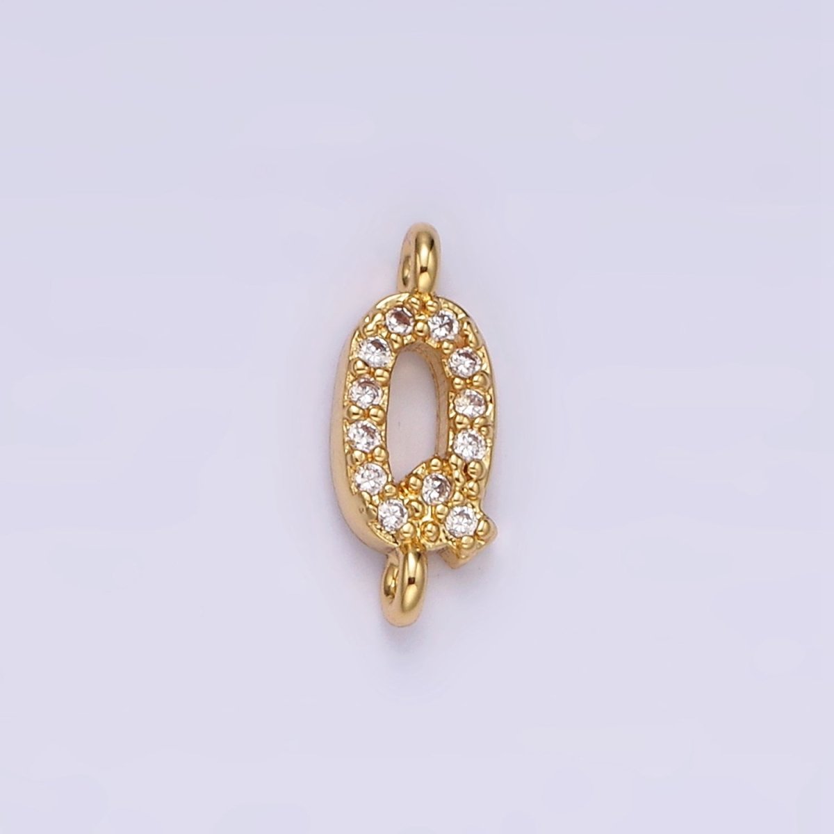 14K Gold Filled 11mm A-Z Initial Letter Alphabet Micro Paved CZ Personalized Sideways Connector | A1002~A1014 - DLUXCA