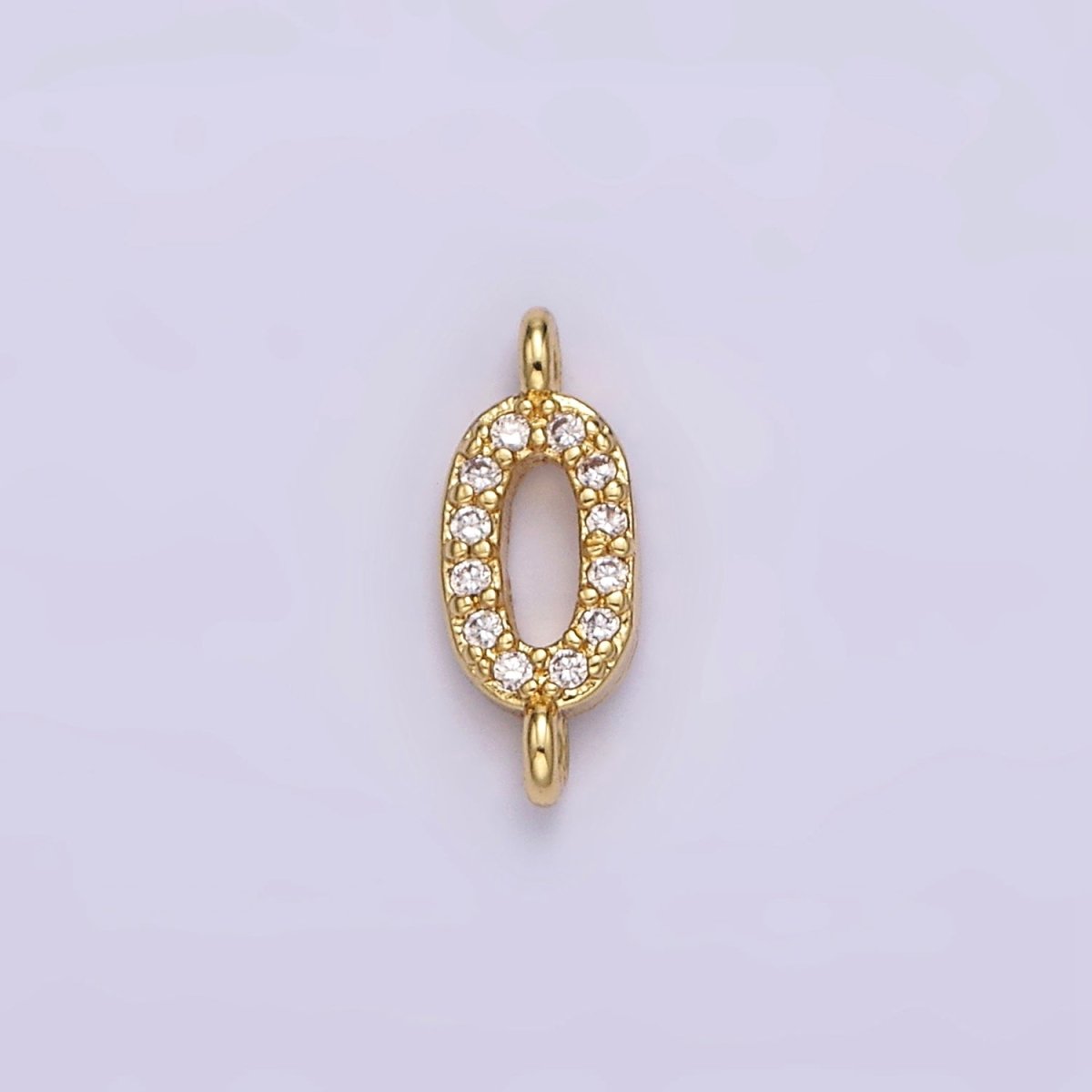 14K Gold Filled 11mm A-Z Initial Letter Alphabet Micro Paved CZ Personalized Sideways Connector | A1002~A1014 - DLUXCA