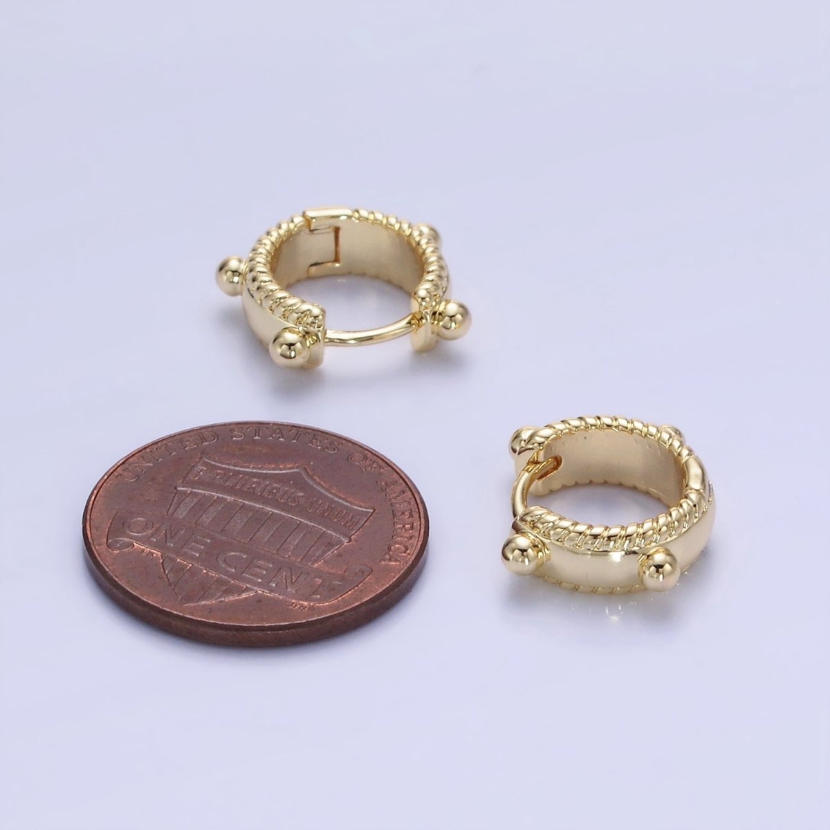 14K Gold Filled 11mm Bubble Bead Croissant Cartilage Huggie Earrings in Gold & Silver | AB1325 - DLUXCA