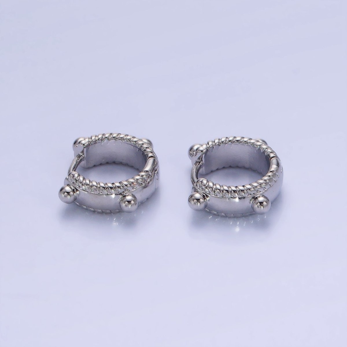 14K Gold Filled 11mm Bubble Bead Croissant Cartilage Huggie Earrings in Gold & Silver | AB1325 - DLUXCA