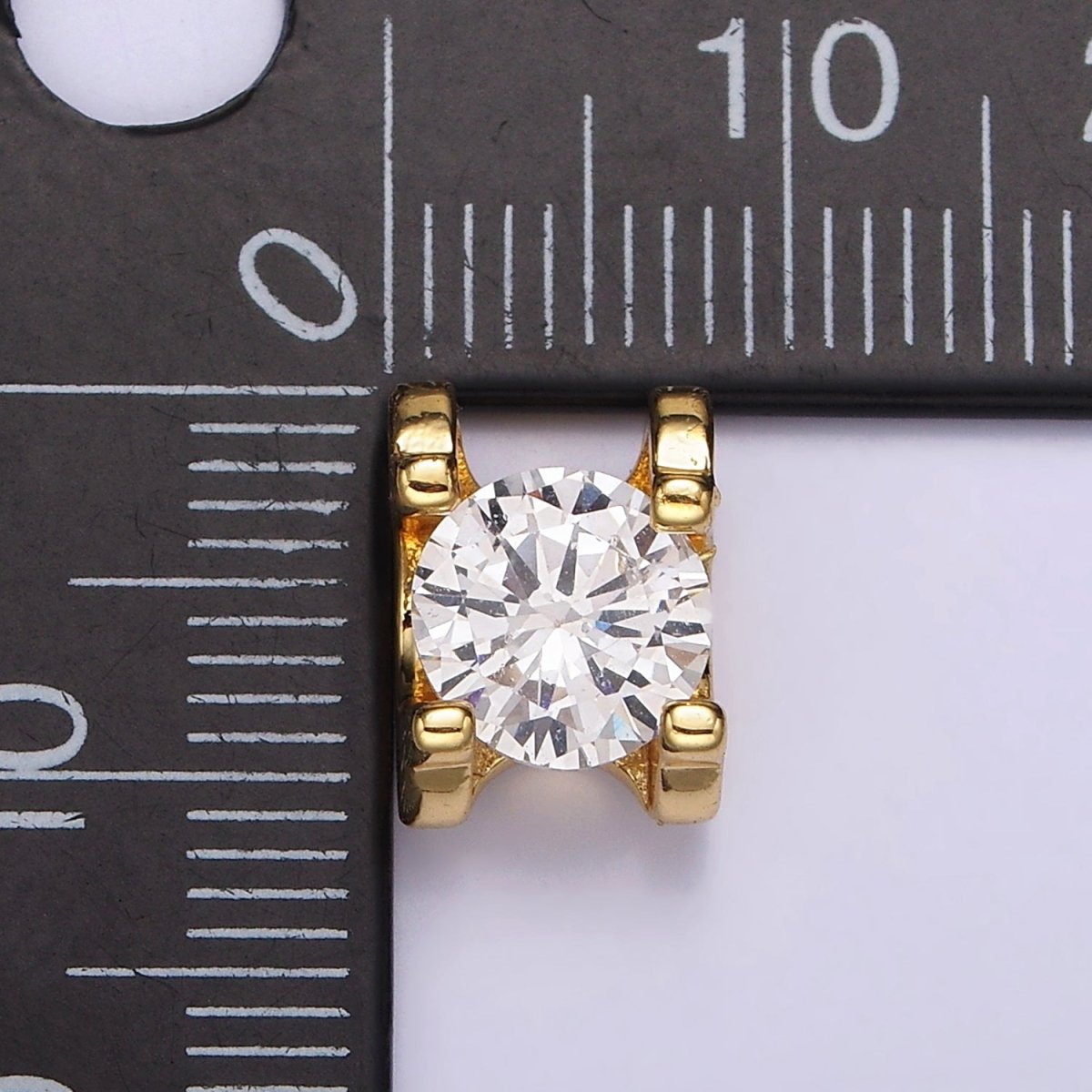 14K Gold Filled 11mm Clear CZ Round Claw Bead | B842 - DLUXCA