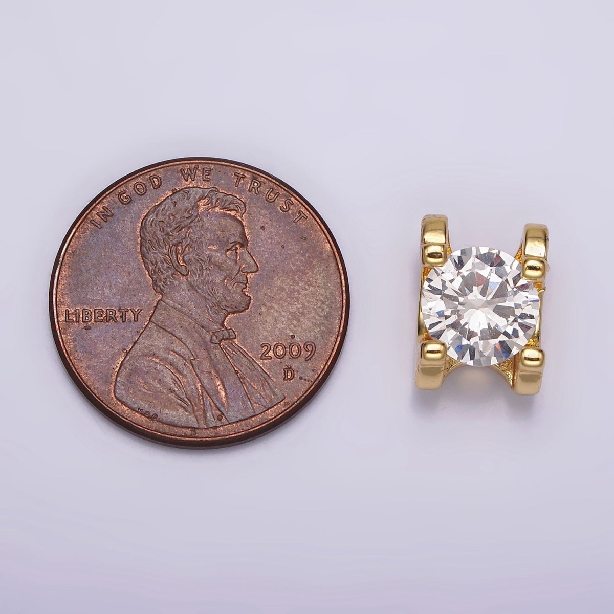 14K Gold Filled 11mm Clear CZ Round Claw Bead | B842 - DLUXCA