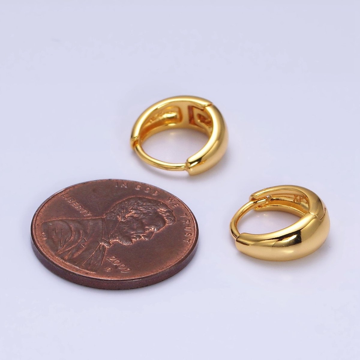 14K Gold Filled 11mm Mini Round Dome Cartilage Huggie Earrings | AD1372 - DLUXCA