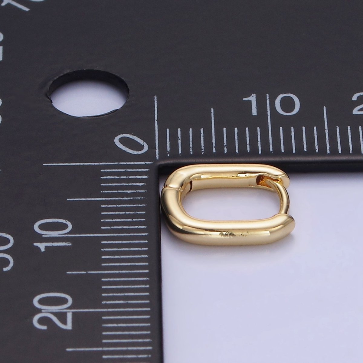 14K Gold Filled 11mm Minimalist Rectangular Huggie Earrings | AB1330 - DLUXCA
