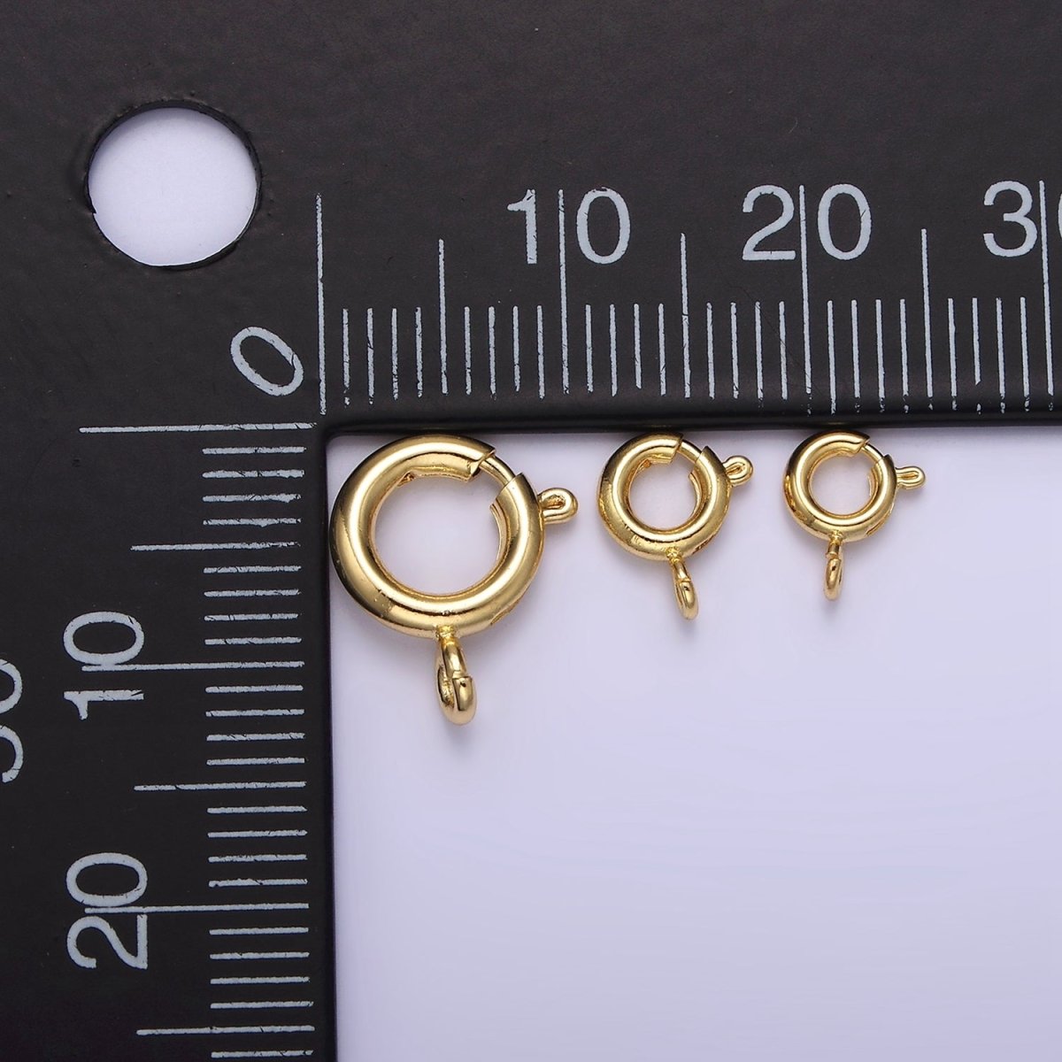 14K Gold Filled 12mm, 8mm, 7mm Spring Ring Clasps Closure Findings Supply | Z-530 - Z-532 - DLUXCA