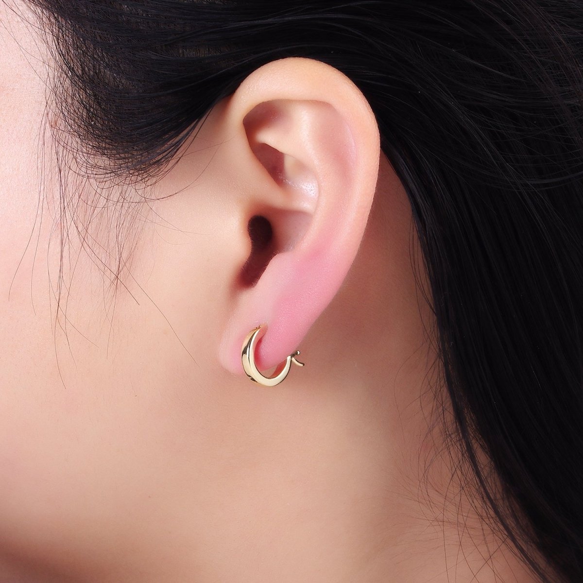14K Gold Filled 12mm Cartilage Latch Hoop Earrings in Gold & Silver | AB1358 AB1359 - DLUXCA