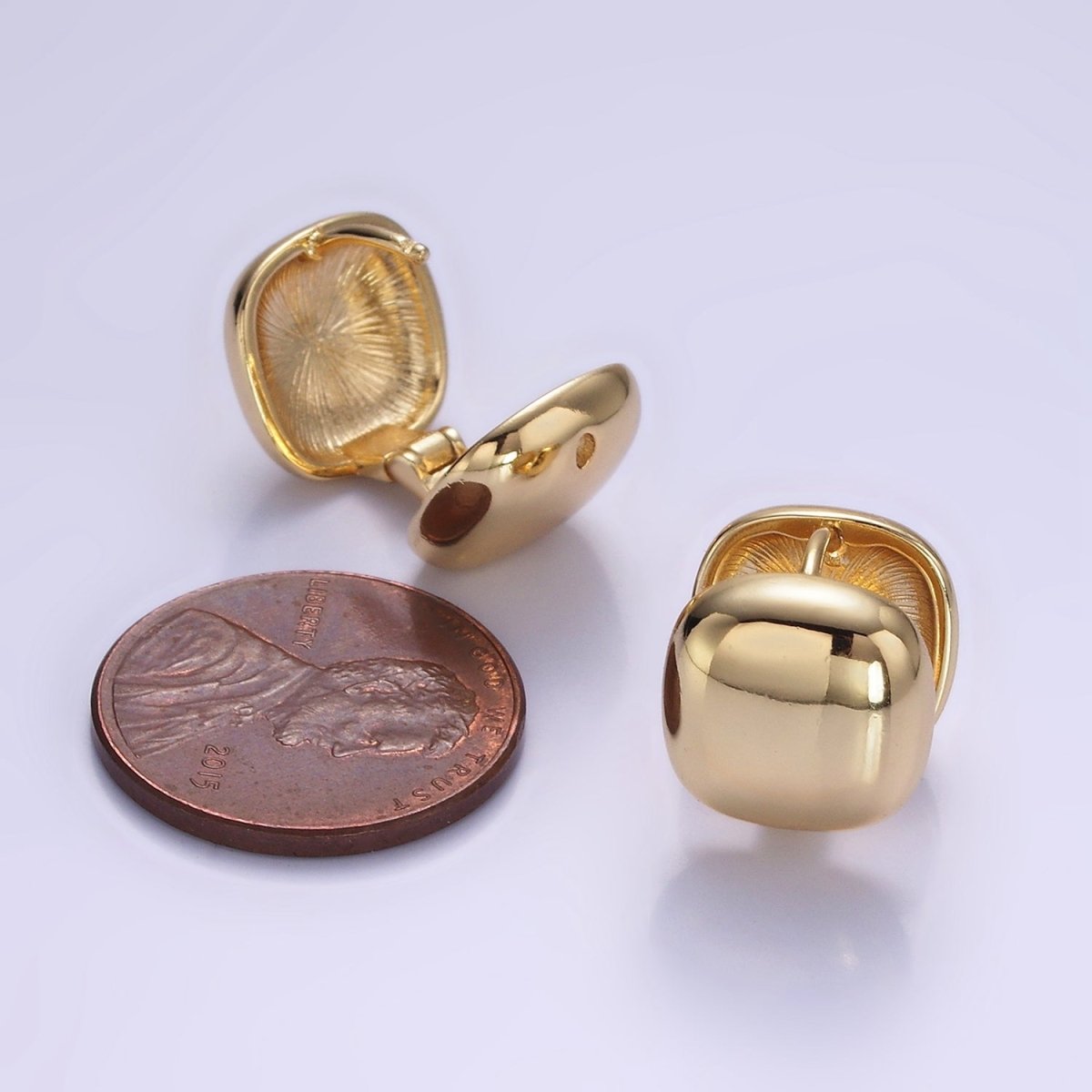 14K Gold Filled 12mm Chubby Square Minimalist Cartilage Huggie Earrings | AE410 - DLUXCA