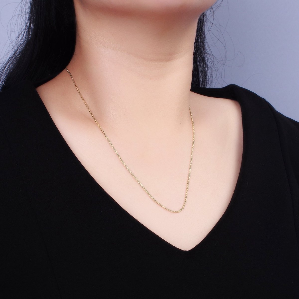 14K Gold Filled 1.2mm Dainty Cable Chain 18 Inch, 16 Inch, 20 Inch Layering Chain Necklace | WA-2117 - WA-2119 - DLUXCA