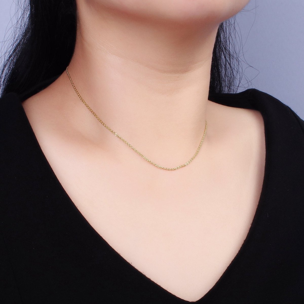14K Gold Filled 1.2mm Dainty Cable Chain 18 Inch, 16 Inch, 20 Inch Layering Chain Necklace | WA-2117 - WA-2119 - DLUXCA