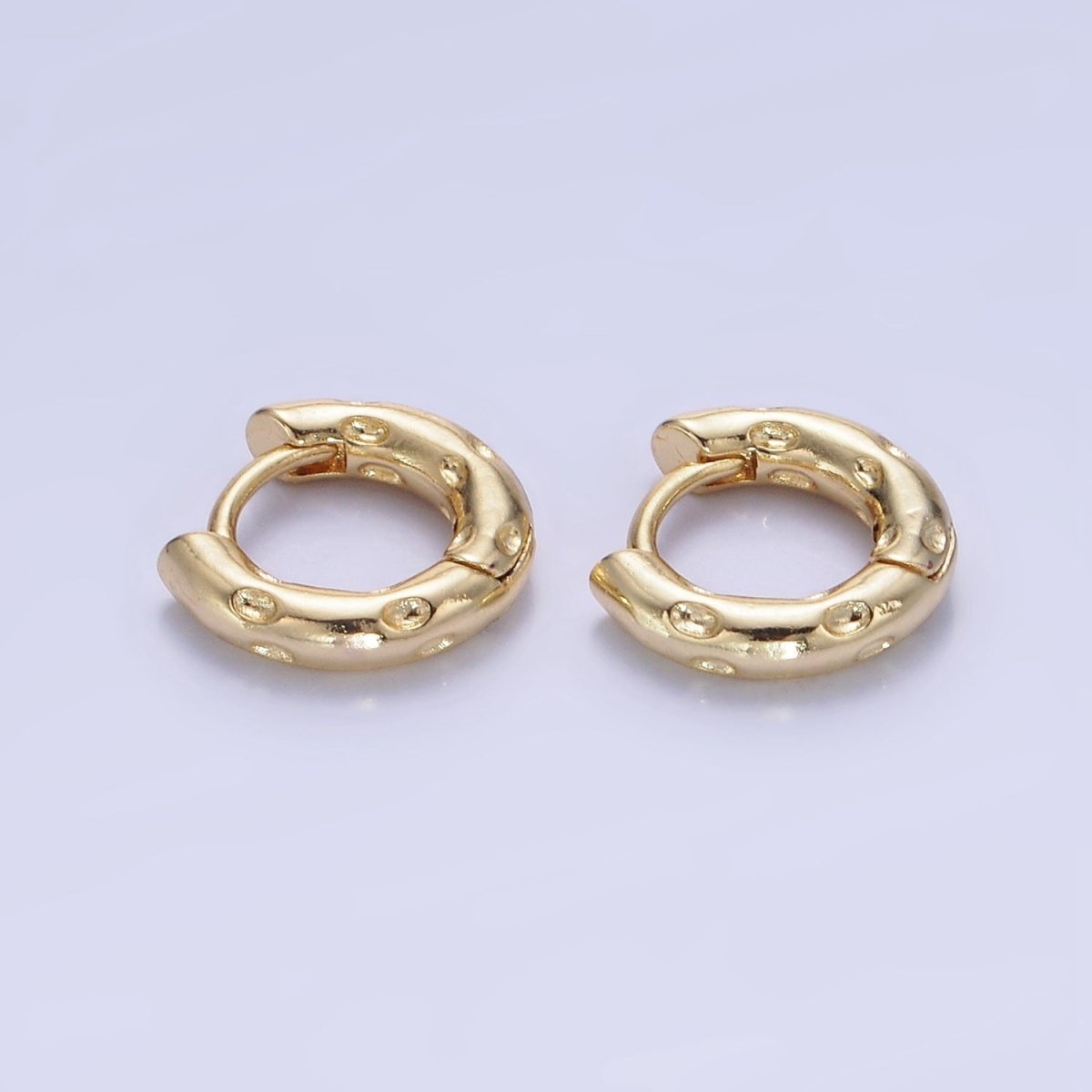 14K Gold Filled 12mm Dotted Cartilage Huggie Earrings in Gold & Silver | AB1353 AB1354 - DLUXCA