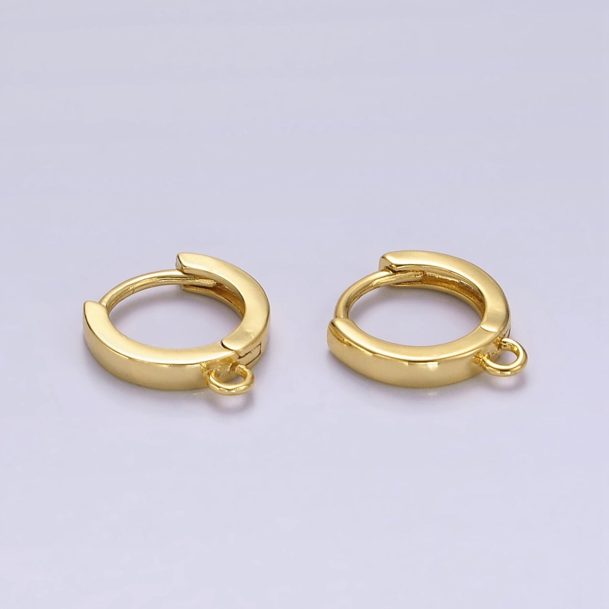 14K Gold Filled 12mm Flat Minimalist Huggie Open Loop Earrings Finding Supply | Z-568 Z-640 - DLUXCA