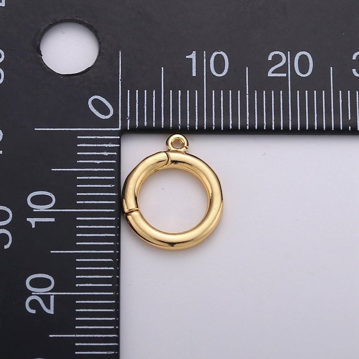 14K Gold Filled 12mm Round Pull Spring Gate Clasps Open Loop Silver Jewelry Supply in Gold & Silver | K-913 Z-399 - DLUXCA