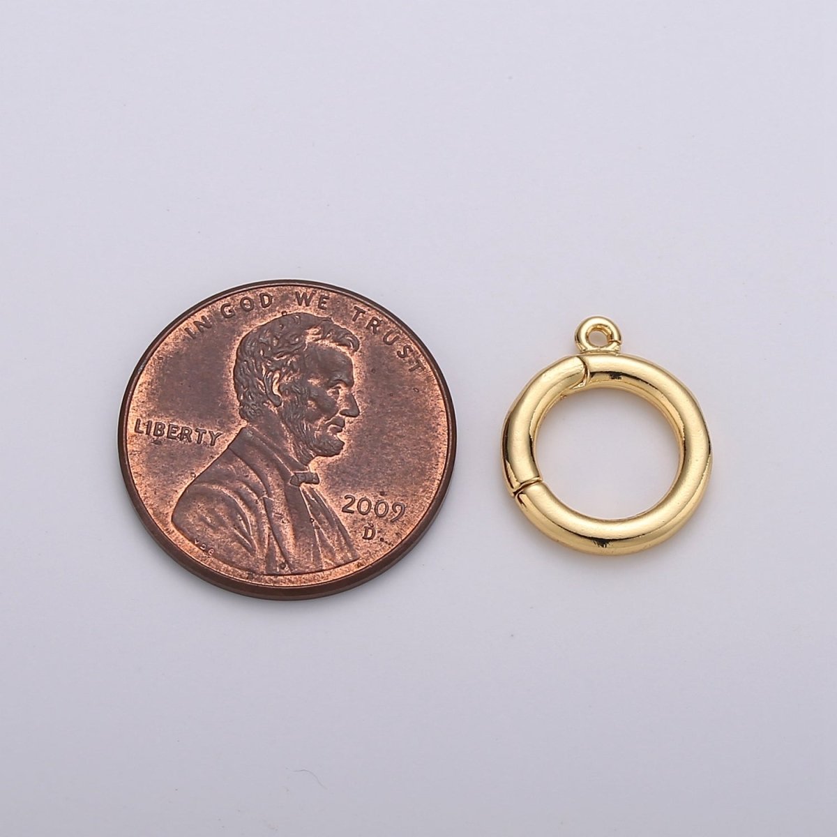 14K Gold Filled 12mm Round Pull Spring Gate Clasps Open Loop Silver Jewelry Supply in Gold & Silver | K-913 Z-399 - DLUXCA