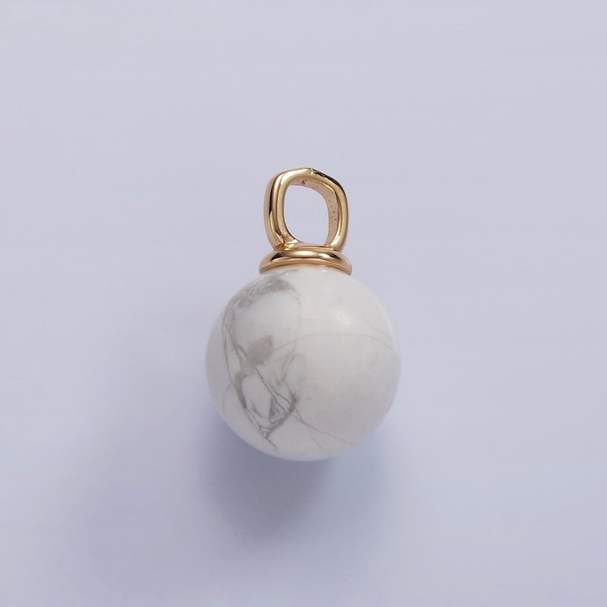14K Gold Filled 12mm Round Sphere Ball Natural Gemstone Drop Pendant | AC808 - AC813 - DLUXCA