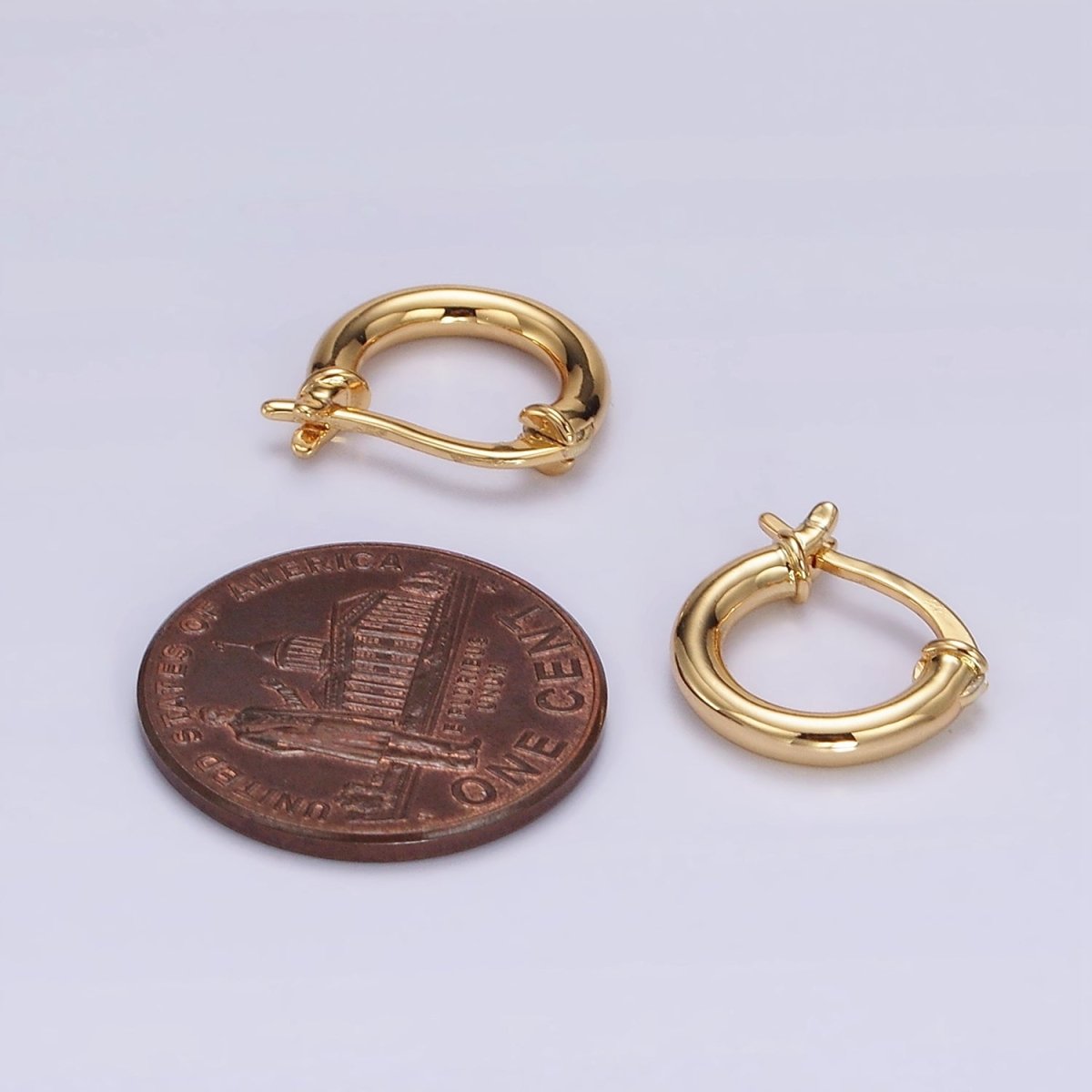 14K Gold Filled 12mm Tube Minimalist French Latch Hoop Earrings in Gold & Silver | AE116 AE117 - DLUXCA