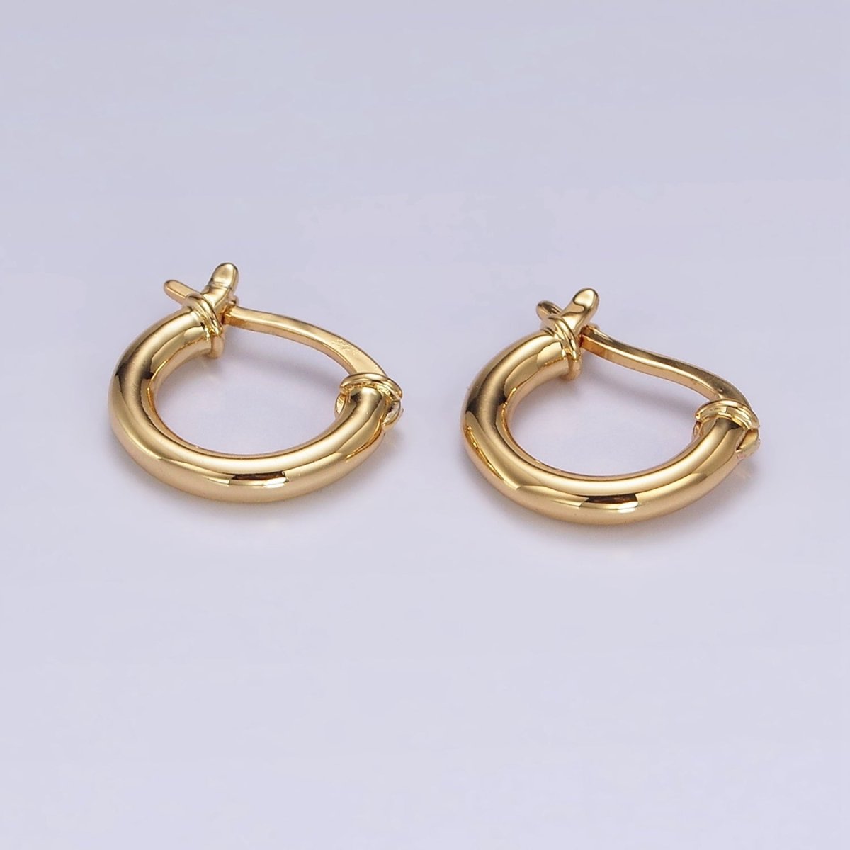 14K Gold Filled 12mm Tube Minimalist French Latch Hoop Earrings in Gold & Silver | AE116 AE117 - DLUXCA