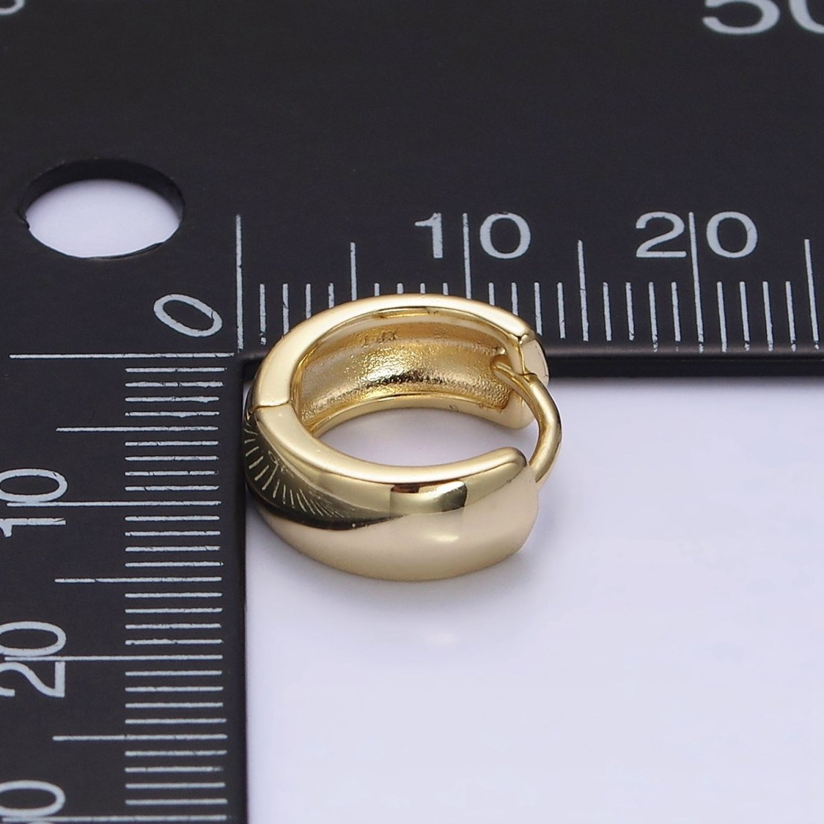 14K Gold Filled 13.5mm Wide Minimalist Huggie Hoop Earrings | AD1370 - DLUXCA