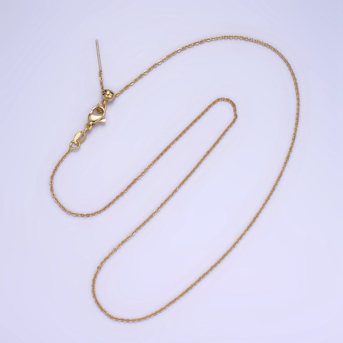 14K Gold Filled 1.3mm Cable Chain 17.3 Inch Slider Needle Adjustable Necklace | WA-2433 - DLUXCA