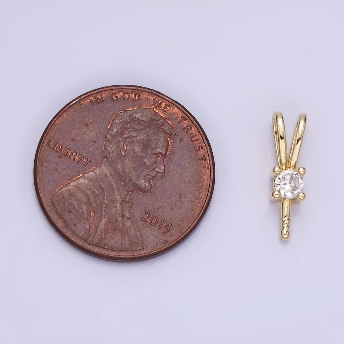 14K Gold Filled 13mm Clear CZ Drill Double Band Bail Findings Supply | Z711 - DLUXCA