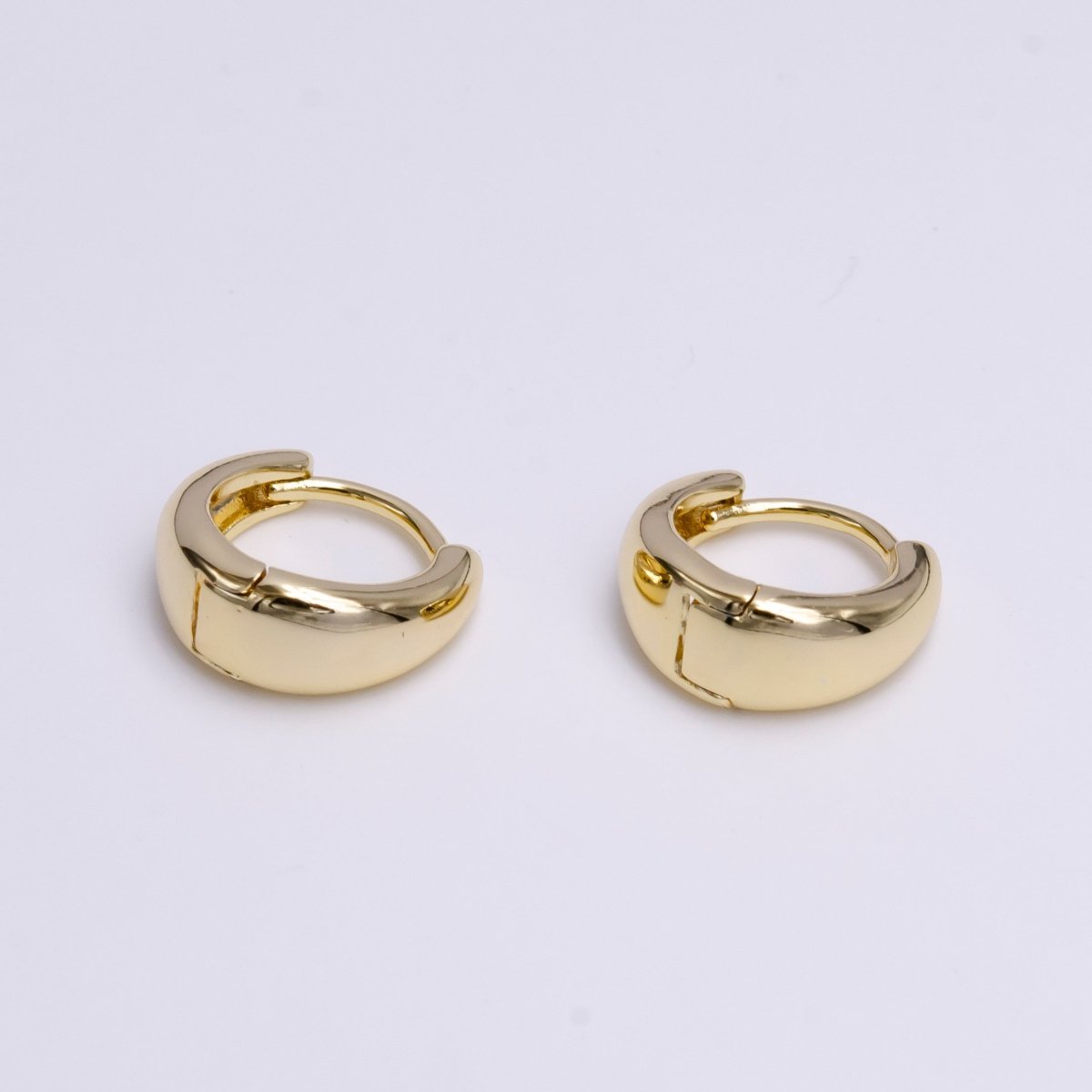 14K Gold Filled 13mm Minimalist Dome Huggie Earrings | AE578 - DLUXCA