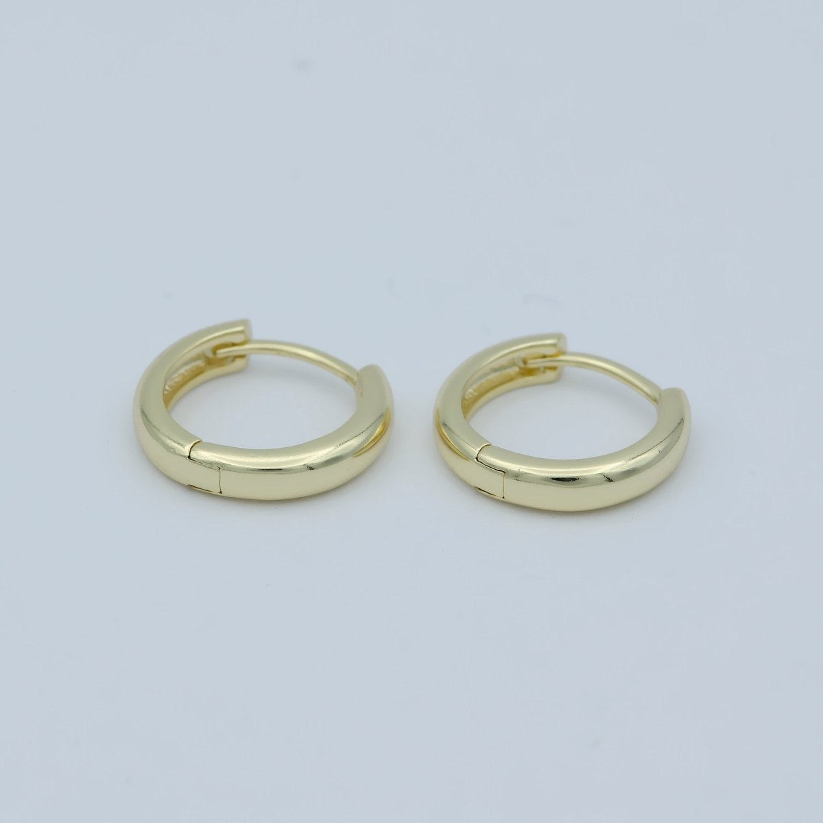 14K Gold Filled 13mm Minimalist Huggie Earrings | Leo-676 - DLUXCA