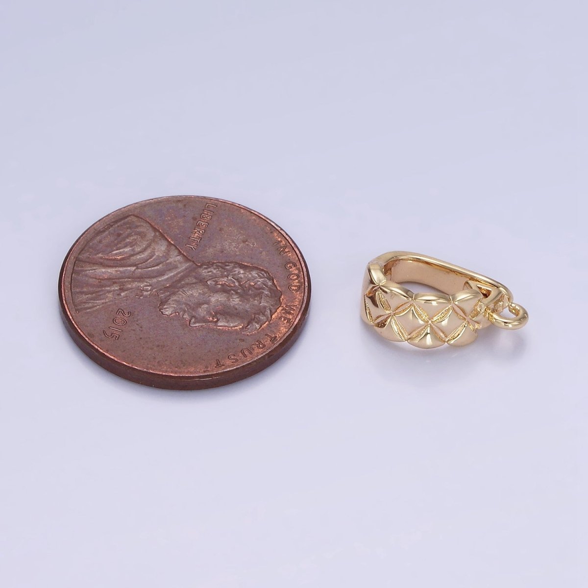 14K Gold Filled 13mm Quilted Snap Latch Bail Findings | Z701 - DLUXCA