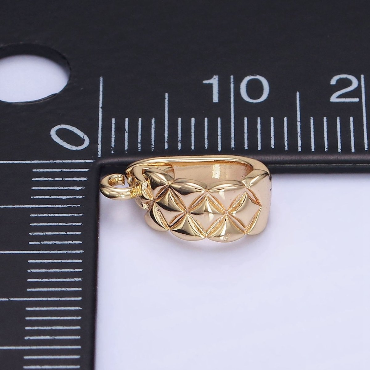 14K Gold Filled 13mm Quilted Snap Latch Bail Findings | Z701 - DLUXCA