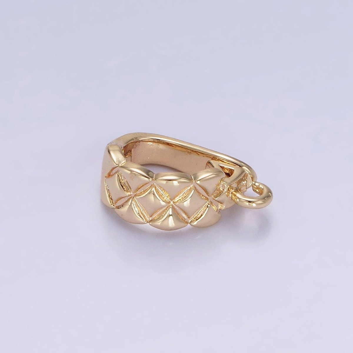 14K Gold Filled 13mm Quilted Snap Latch Bail Findings | Z701 - DLUXCA