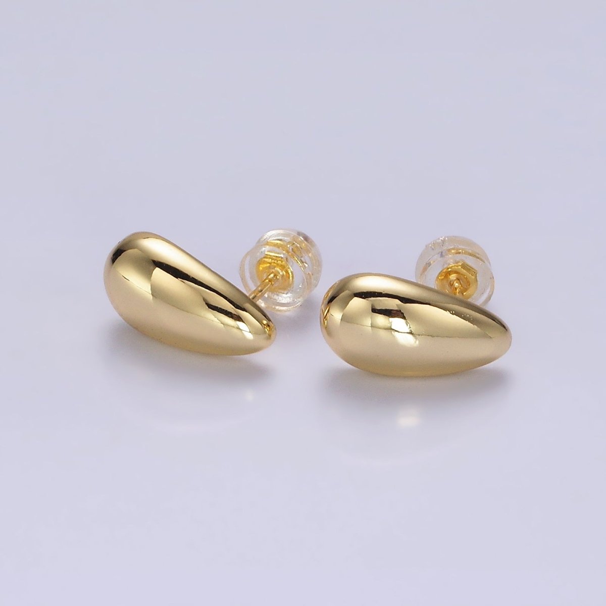 14K Gold Filled 13mm Teardrop Dome Stud Earrings in Silver & Gold | AE-753 AE-754 - DLUXCA