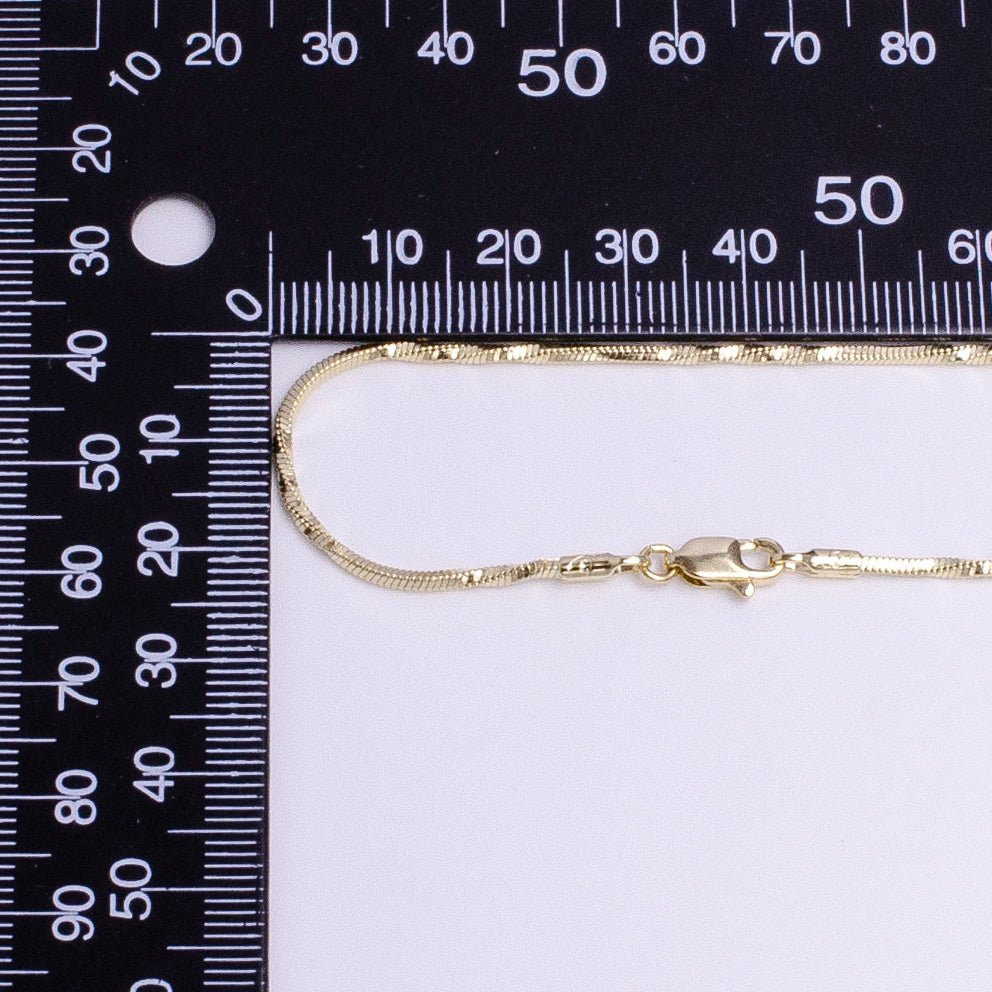 14K Gold Filled 1.3mm Unique Cocoon Snake Chain 18 Inch Layering Necklace | WA-1743 - DLUXCA