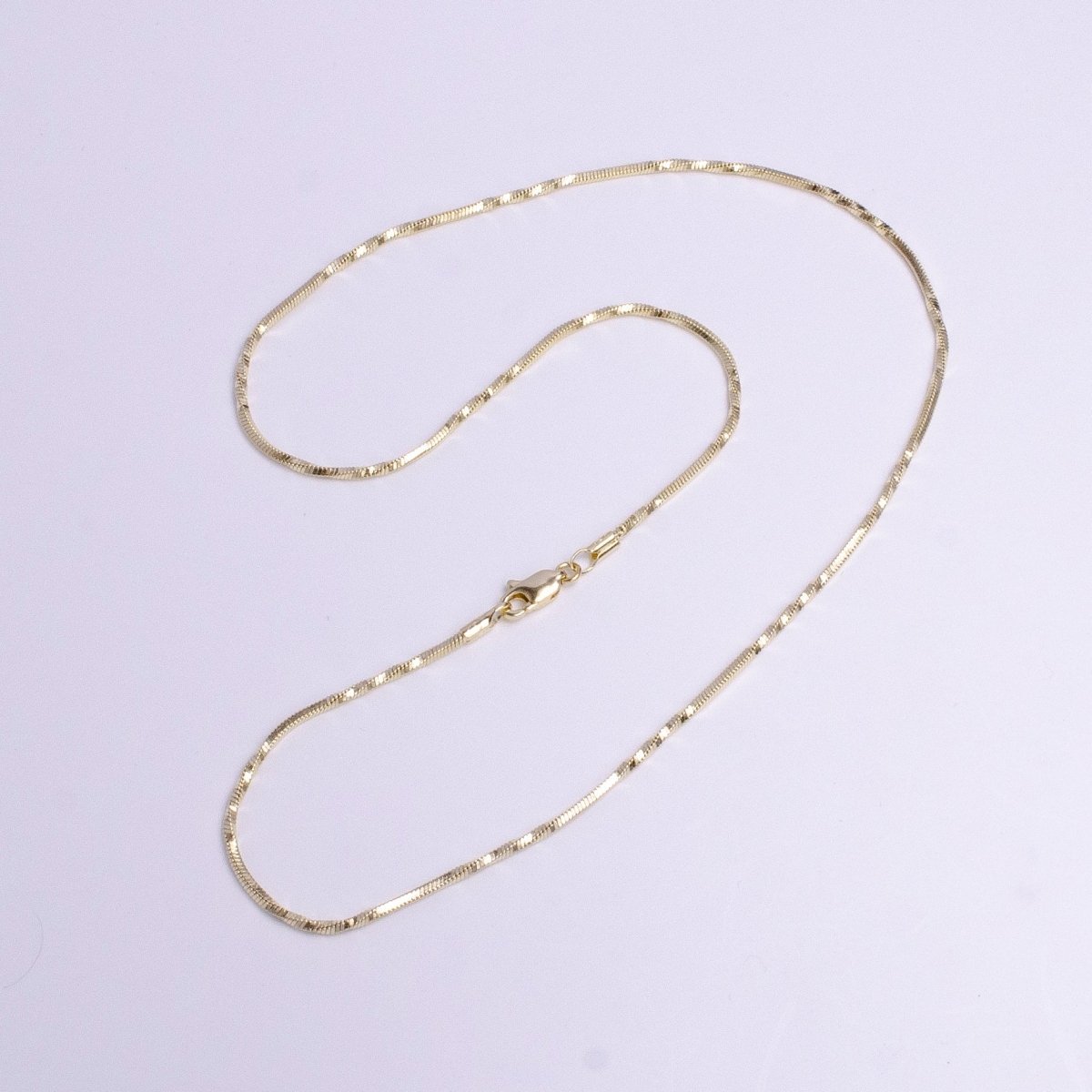 14K Gold Filled 1.3mm Unique Cocoon Snake Chain 18 Inch Layering Necklace | WA-1743 - DLUXCA
