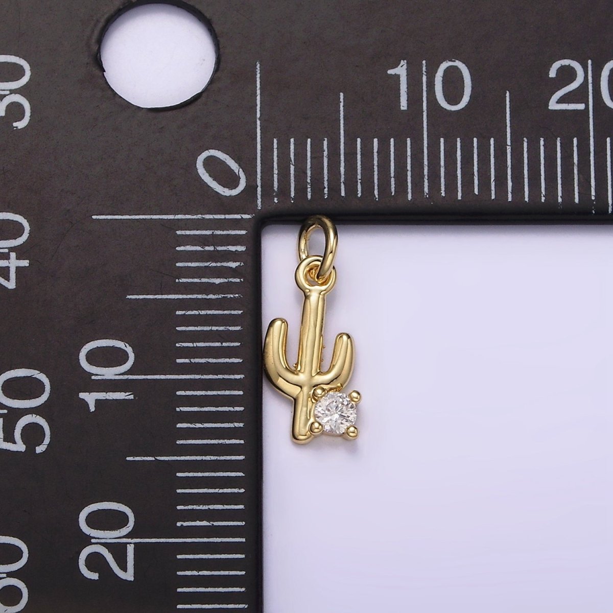 14K Gold Filled 14mm Cactus Plant CZ Add-On Mini Charm | AG198 - DLUXCA