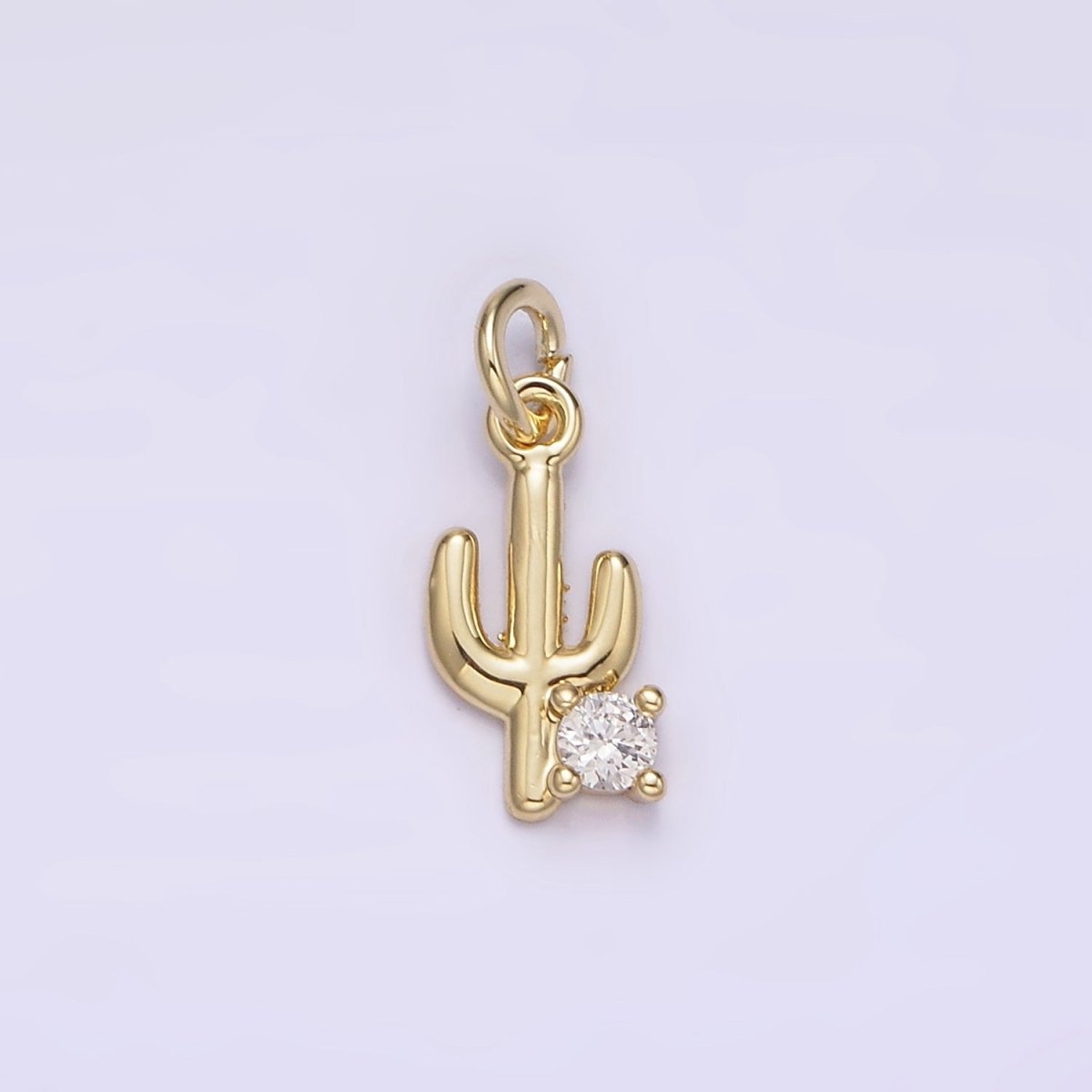 14K Gold Filled 14mm Cactus Plant CZ Add-On Mini Charm | AG198 - DLUXCA