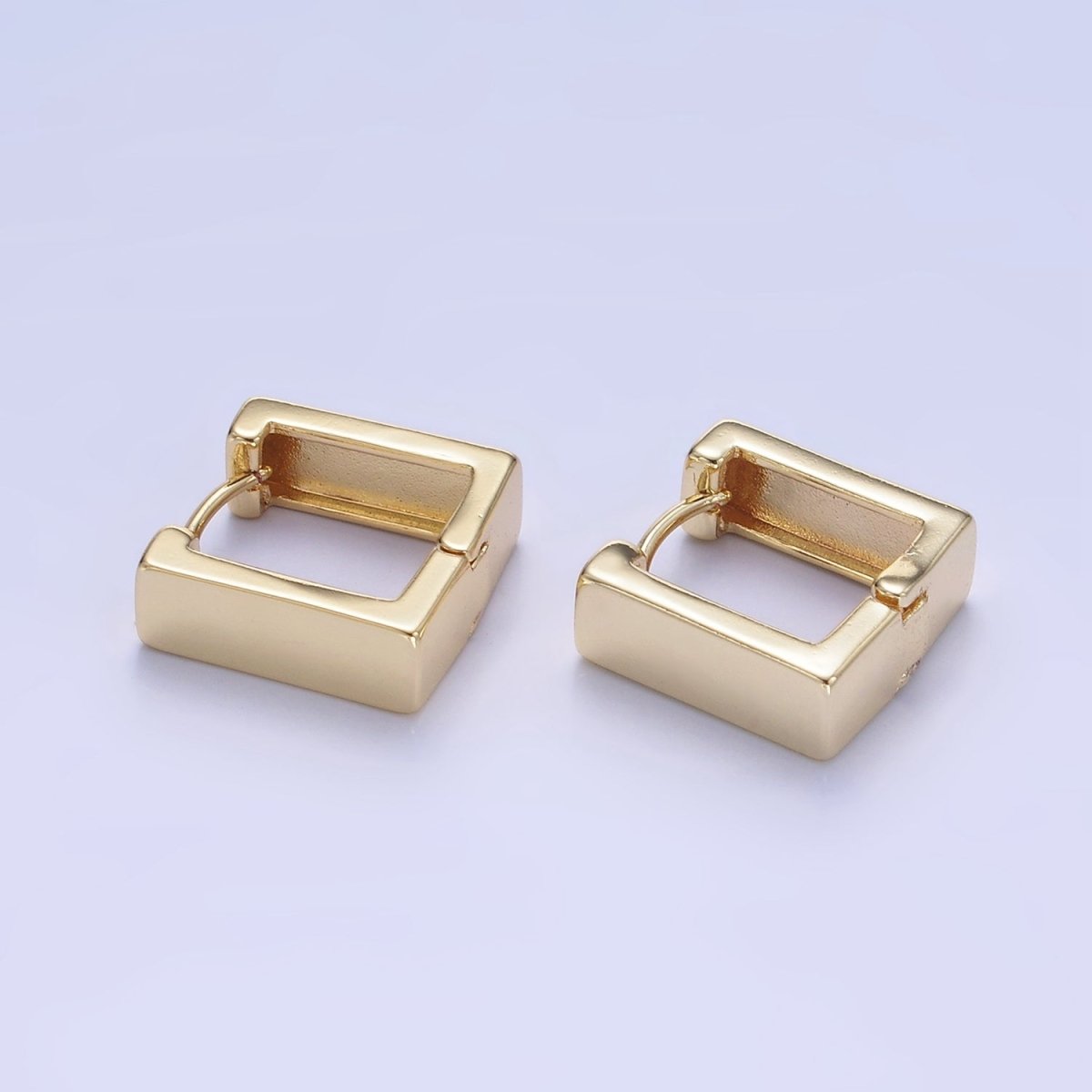 14K Gold Filled 14mm Minimalist Square Huggie Earrings | P480 - DLUXCA
