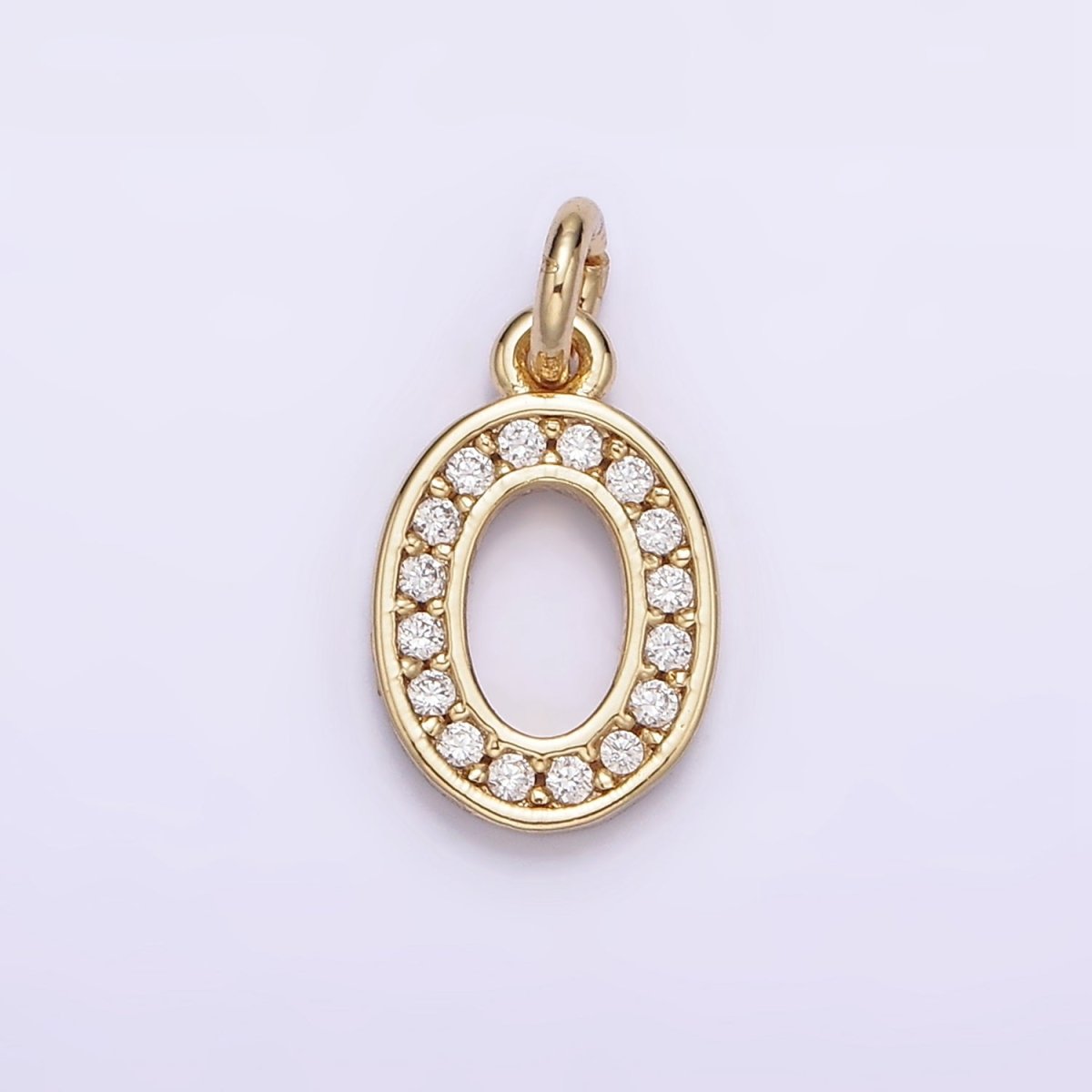 14K Gold Filled 14mm Number 0-9 Clear Micro Paved CZ Charm | N1025 - N1034 - DLUXCA