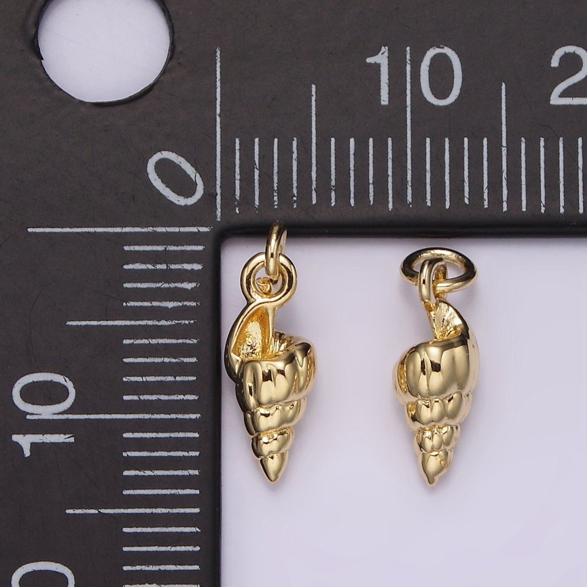 14K Gold Filled 14mm Ocean Sea Shell Puffed Minimalist Mini Charm | AG439 - DLUXCA