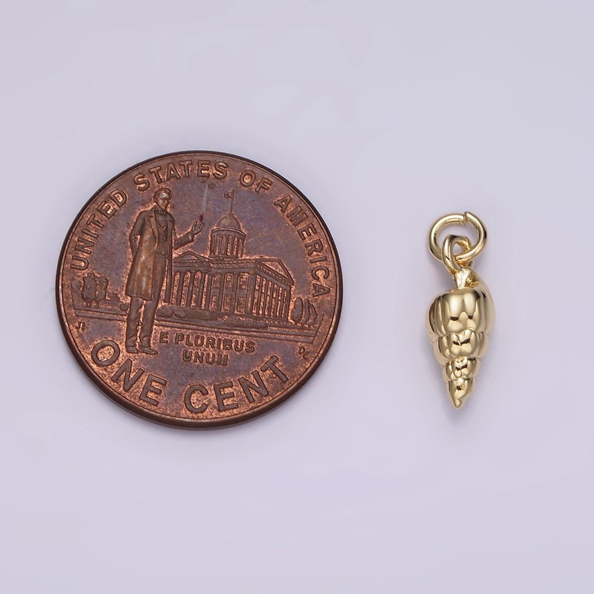 14K Gold Filled 14mm Ocean Sea Shell Puffed Minimalist Mini Charm | AG439 - DLUXCA