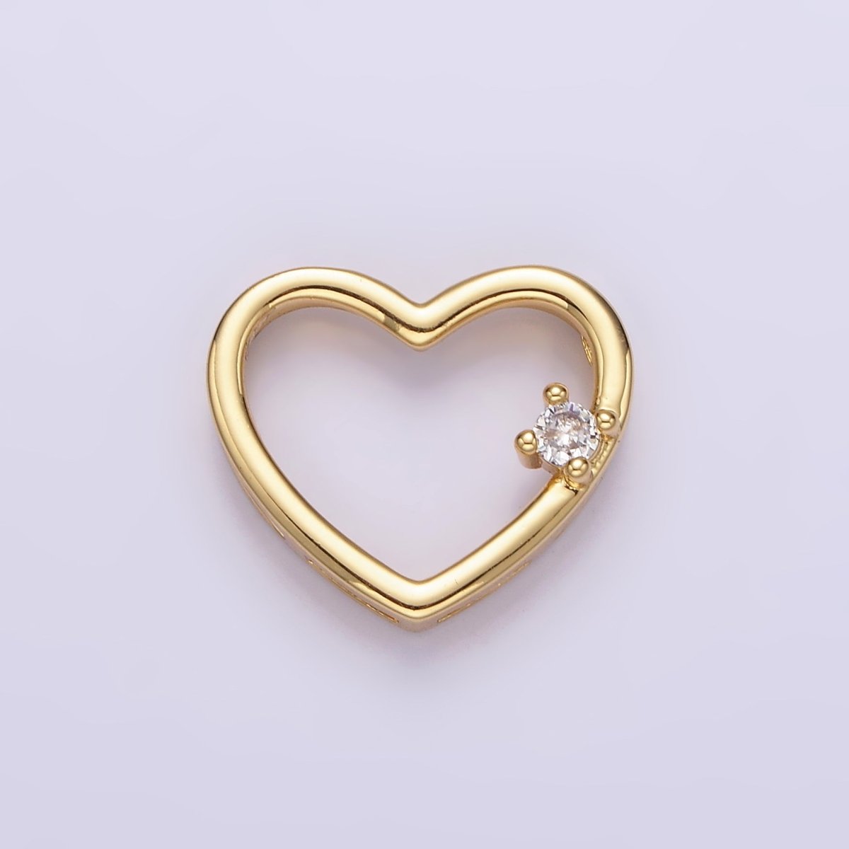 14K Gold Filled 14mm Open Heart Clear CZ Slider Pendant in Gold & Silver | AA739 AA740 - DLUXCA
