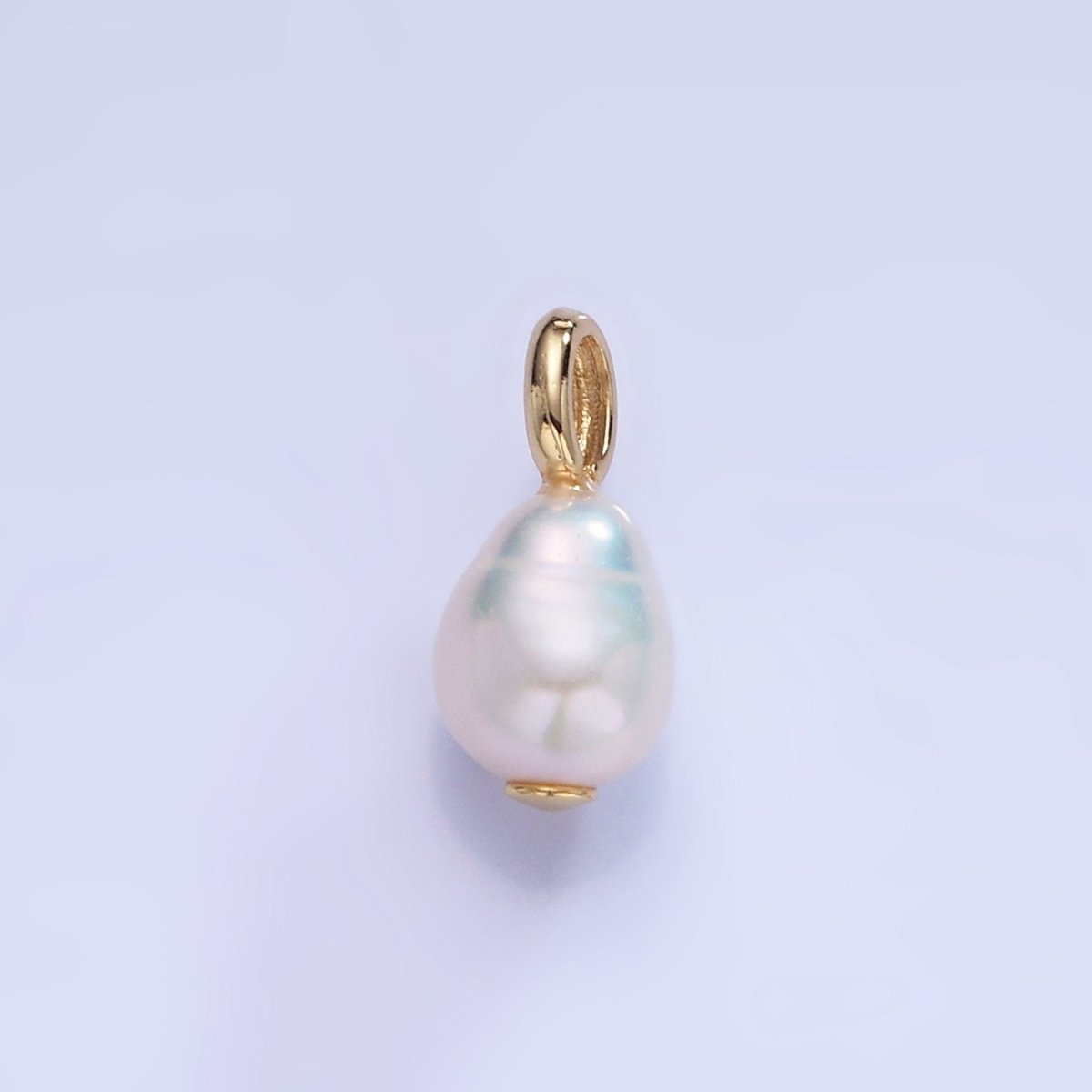 14K Gold Filled 14mm Ringed Freshwater Pearl Drop Pendant | P1730 - DLUXCA