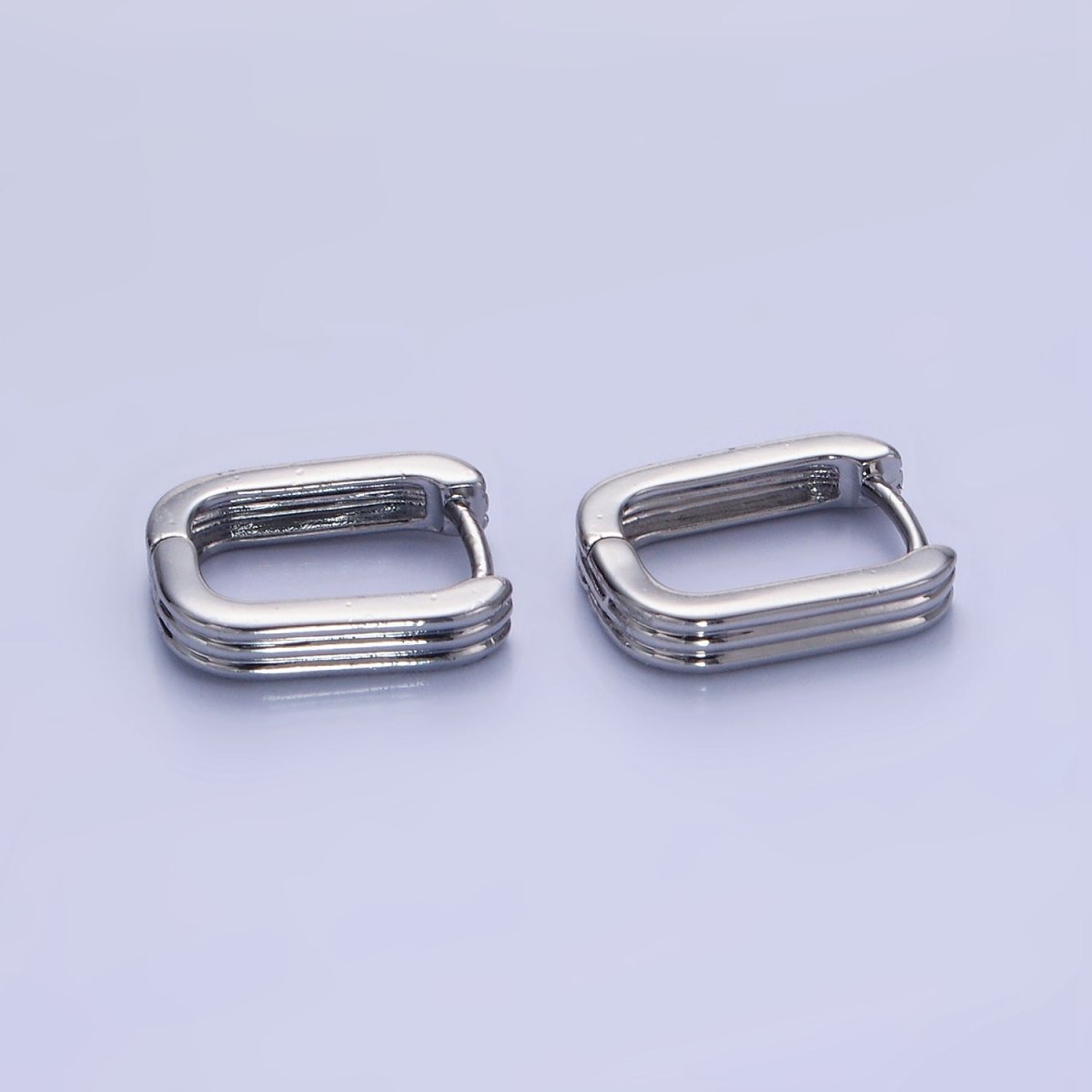 14K Gold Filled 14mm Triple Lined Rectangle Cartilage Earrings in Silver & Gold | AB1352 - DLUXCA